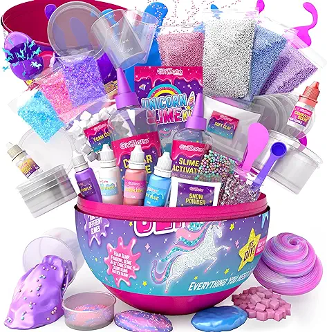 GirlZone Regalos para Niñas - Slime para Niños - Slime Kit Huevo Sorpresa de Fábrica de Slime Unicornio - Unicorn Egg Sparkly Surprise Fluffy Slime Kit 3 a 12 Años  