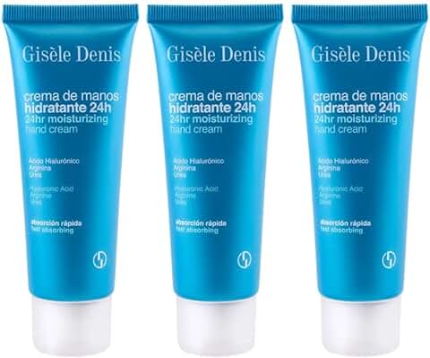 GISÈLE DENIS - Crema de Manos Hidratante 24 Horas, 3x75 ml, con Ácido Hialurónico, Arginia y Urea, Absorción Rápida, Hidratación y Suavidad, Fórmula Innovadora, Textura Suave  