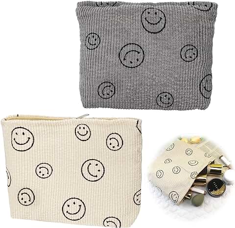 Giugio Neceser de Viaje de pana con cara Sonriente, Multifuncional, con Cremallera, Bolsa de Maquillaje, gran Capacidad, para Viajes, Niños, Niñas, Mujeres, a  