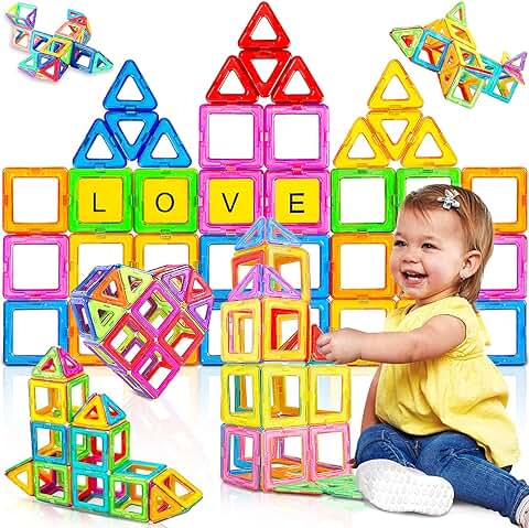 GLADTOP Bloques Construccion Niños 46 Piezas, Bloques Construccion Niños Juguetes Niños 3 4 5 6 7años Construcciones Magneticas Niños Bloques Magneticos Imanes Niños Juego Imanes Construccion  