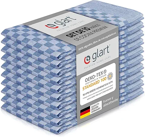 Glart Pack de Paños, Algodón, Azul, Talla única, 10  