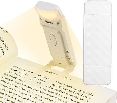 Glovios 2PCS Luz de Lectura Recargable USB,Luz Libro con Pinzas,3 Colores & 5 Brillos Ajustables para Protección Ocular, Plegable Lámpara de Lectura,Regalo para los Amantes del Libro,niños  