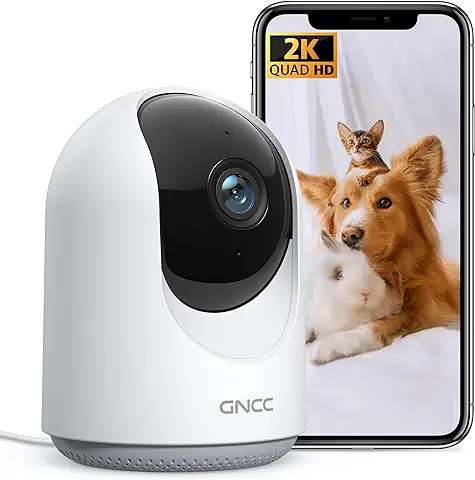 GNCC 2K Camara Vigilancia WiFi Interior, Cámara para Bebés/Mascotas/Seguridad, PTZ de 360°, Audio Bidireccional, Detección Inteligente, Almacenamiento SD y en la Nube, Compatible con Alexa, P1Pro  