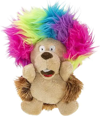 GoDog Crazy Hairs Hedgehog - Juguete de Peluche para Perro, Diseño de Erizo, Tecnología de Protección Masticable, Color Marrón, Pequeño  