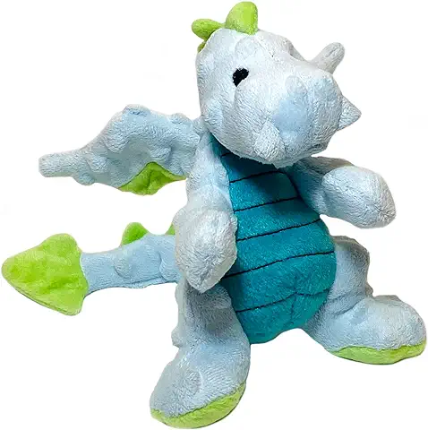 GoDog Dragons Squeaky - Juguete de Peluche para Perros, Tecnología Chew Guard - Azul Claro, Pequeño  