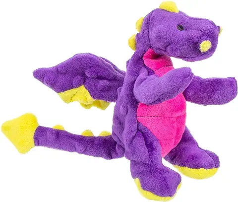 GoDog Juguete Chirriante para Perro, Diseño de Dragones de Peluche de Burbujas, Tecnología de Protección para Masticar, Color Morado, Pequeño  