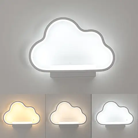 Goeco Apliques de Pared LED, Lámpara de Pared Interior Moderna en Forma de Nube en Acrílico, 3000K&4500K&6500K Luz de Pared para Dormitorio Niños, Sala de Estar, Pasillo, Blanco  