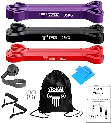 Gomas Elásticas Fitness para Regalar en Navidad, Set de Bandas de Resistencia Entrenamiento en Casa Completo Ejercicios de Musculación para Entrenar en el Gym, Calistenia, Crossfit, Rehabilitación  