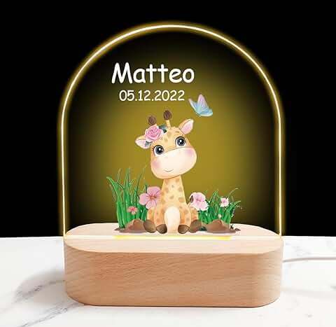 GOMOVING Luz Nocturna Personalizada con Nombre - Regalos Bautizo Niña - Regalos Creativos para Niños - Regalos Navidad Personalizados Niña - Regalos Nacimiento Niña, Regalos Cumpleaños Recién Nacido  