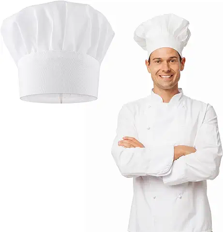 Gorro de Chef para Adultos Gorro de Cocinero Hombre Elástico Ajustable para Panadero Gorro de Cocina Mujer Blanco para Cocinar Gorros Cocinero  