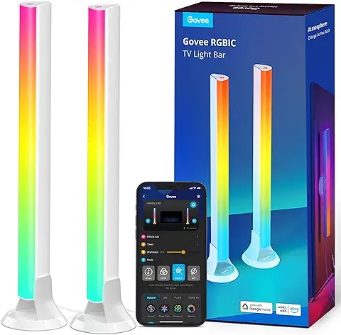 Govee RGBIC Barras de Luz, 38cm con Dobles Perlas y WiFi - con Múltiples Opciones de Colocación Adecuadas para TV de 45-70 Pulgadas, Funcionan con Alexa y Google Assistant, Color Blanco  