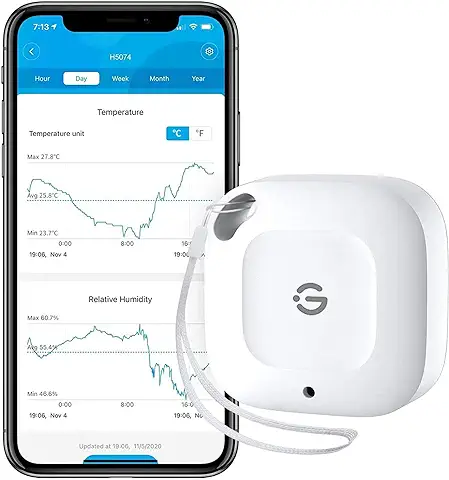 GoveeLife Termómetro Higrómetro para Interiores, Temperatura Inteligente y Medidor de Humedad con Notificación por Aplicación y Almacenamiento de Datos, Adecuado para Invernadero, Bodega  