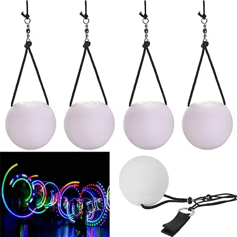 Gracetop 4 Piezas de Bolas de poi LED para uso Profesional de Hip-hop, Actividades al aire Libre o en Interiores, Nivel de Danza del Vientre, Accesorios de mano para Niños  