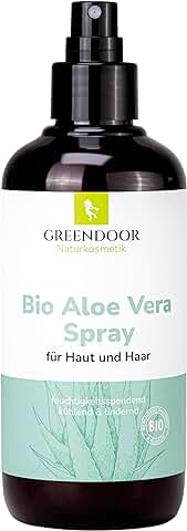 GREENDOOR Espray de jugo Orgánico de aloe vera 250ml, lo Mejor de AloeVera, Vegano, para Cara, piel y Cabello, Cuidado Natural de la piel Después del sol, para Quemaduras Solares, Hidratante  