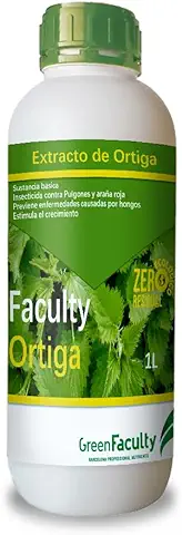 GreenFaculty - Purín de Ortiga - Insecticida Fungicida Ecológico. Plantas de Interior, Exterior, Jardín y Huerto. Antiplagas Pulgones, Araña Roja y Hongos. Estimula el Crecimiento. Líquido 1L  