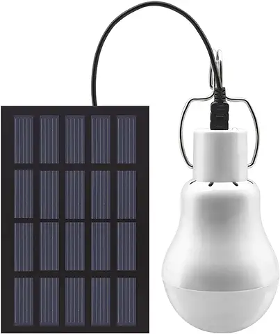 GreeSuit Bombilla de LED Solar Portatil Lampara Solares Ampoule Alimentée par énergie Projecteur Lampe à Portative avec Panneau Solaire pour Randonnée Extérieure Camping Tente éclairage de Pêche  