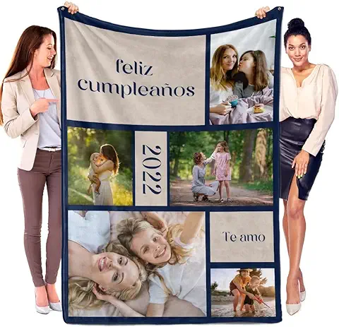 Greysky Regalos Originales para Mujeres, Manta Personalizado con Foto, Manta Personalizada con Foto y Texto, Regalos Personalizados de Navidad y Cumpleaños  