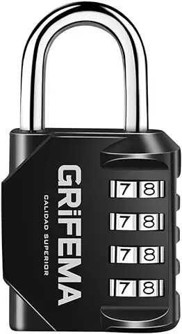 GRIFEMA GA1001-1 Candado de Combinación, Cerradura de Combinación de 4 Dígitos , Adecuada para Gimnasio, Maleta de Equipaje y Caja de Herramientasetc Etc, Negro  