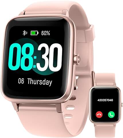 GRV Smartwatch, Pulsera Actividad Inteligente IP68 Impermeable Reloj Inteligente Mujer Hombre con Pulsómetro Monitor de Sueño Podómetro Notificación de Mensajes Reloj Deportivo (Rosa)  