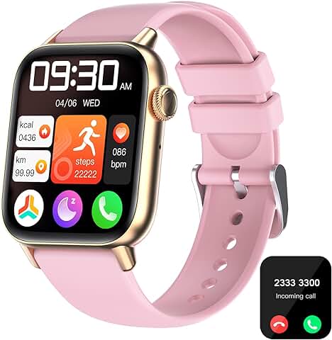 GT HITGX 1,85'' Smartwatch con Llamadas y Asistente Voz, Reloj Inteligente Mujer Hombre con Frecuencia Cardíaca, SpO2, Seguimiento del Menstrual, Monitor Sueño (Rosa)  