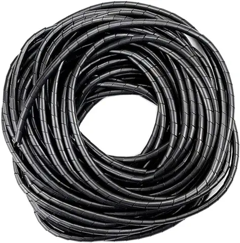 GTIWUNG 25mx4mm Organizador de Cables en Espiral, Tubo Flexible en Espiral Evuelto para PC TV DVD Cable de Antena Estéreo Agrupar Cable, Negro  