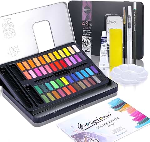 Guansheng Set de Pinturas de Acuarela Caja de 48 Colores Profesionales, Juego de Pintura Sólida Aquarelas de agua para Niños  