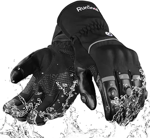 Guantes de Moto Invierno para Hombre y Mujer,Guantes Moto Impermeables a Prueba Viento Cálidos Guantes Motociclista con Puño Largo y Protección dura en los Nudillos Guantes Pantalla Táctil Negro M  