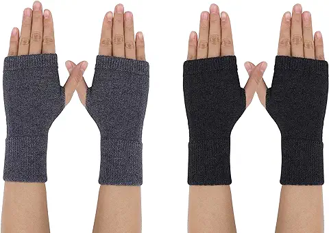 Guantes sin Dedos Mitones Manoplas de Invierno para Mujeres, 2 Pares Calentadores de Brazo Mitones Cálido de Punto Cachemir Suave para Niñas Niños  