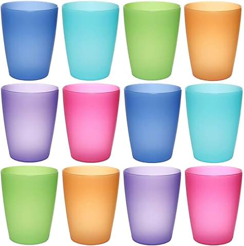 Guilty Gadgets - Vasos de Plástico para Niños (12 Unidades), Colores Brillantes para Fiestas al Aire Libre, Picnics, Barbacoas, Viajes, Cóctel, Fiesta, Agua  