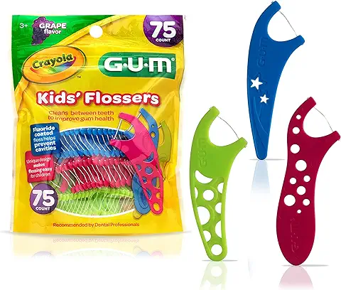 GUM -897 Crayola - Flossers, uva, Revestimiento de Fluoruro, Edades 3+, 75 Unidades  