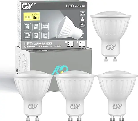 GY Bombilla Sensor Movimiento y Crepuscular Inteligentes GU10 Led - Blanco Frío 6500K 5W(40w) 380LM - No Regulable Bombillas Led GU10, Paquete de 4  