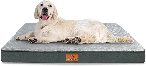 Gzvxuny Cama Perro Grande, Cama Ortopedica para Perros Impermeable con Espuma De Caja De Huevos, Colchoneta Perro Lavable con Funda Desenfundable, Antideslizante, Gris L(90x60x8cm)  