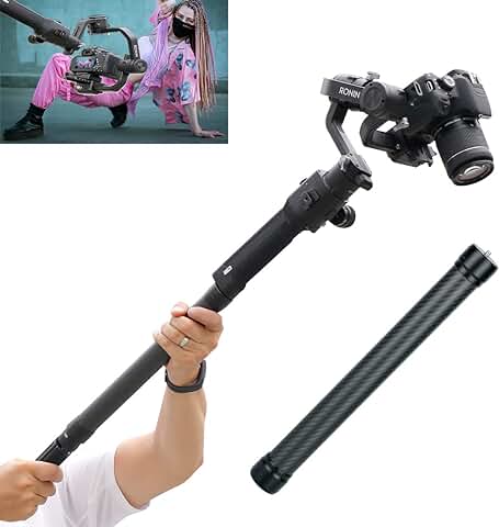 HAFOKO Varilla Palo Poste Extensión Fibra Carbono Profesional Monopod 1/4" Compatible para Ronin S3 Ronin S3 Pro Ronin S2 Ronin SC2 Ronin S Ronin SC AK4000 Crane 2/Crane M3 Weebill Lab Gimbal  