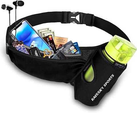 HAISSKY Riñonera Running para Correr Deportiva Impermeable Multifuncional Bolso de Cintura con Portabotellas para IPhone 14 13 12 11 Pro Max,XR,Galaxy S30 S20 para Deportes o Viaje al Aire Libre 6,9"  