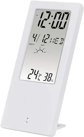 HAMA | Termómetro/Higrómetro con Pantalla LCD, Con Indicador de Tiempo, Función de hora y Calendario, Función de Alarma con Repetición, Color Blanco.  