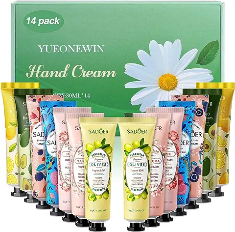 Handcreme Paquete de 14 Cremas de Manos, Crema Hidratante Para Manos Secas y Agrietadas, Crema Hidratante Para Manos, Pies, Día y Noche, set de Regalo de Crema Corporal (420 ml)  