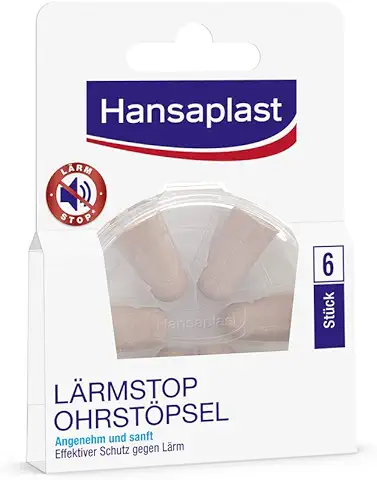 Hansaplast Tapones para los Oídos (6 Unidades), Protección Auditiva Suave, Ideal para Dormir y Relajarse, Tapones para los Oídos Reducen el Ruido en 33 dB  