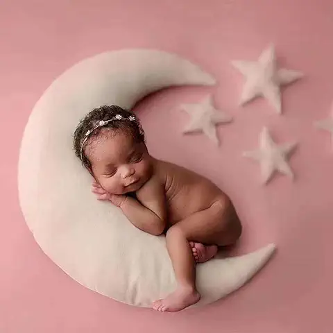 Haokaini Accesorios de Fotografía de Bebé Recién Nacido Niño Niña Luna Creciente Posando Almohada Y Estrellas  