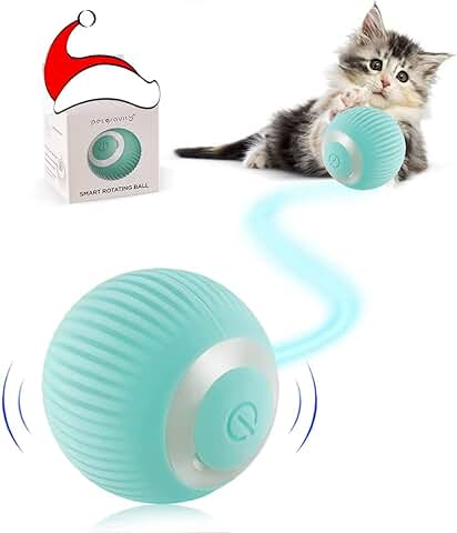 Havenfly Bola de Juguete Interactivo para Gatos, Rompecabezas de Bola MóVil AutomáTico Inteligente para Interiores, Juguete para Mascotas con Carga USB con Luz, Regalo Divertido para Gatitos  