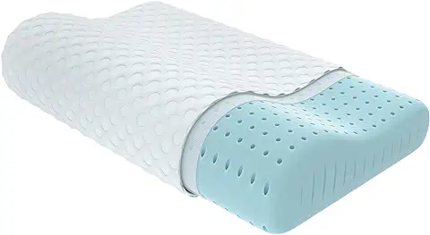 Hcore Almohada de Espuma Viscoelástica de Contorno para Dolor de Cuello, Almohada de gel para Dormir, boca Arriba, boca Abajo, Contorno Firme, Cubierta de Tencel, Ventilada, Transpirable, CertiPUR-US  