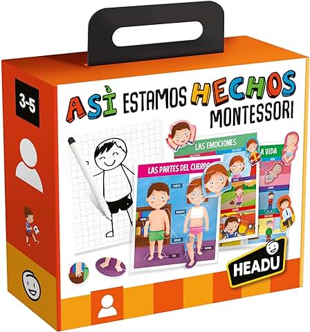 Headu- Así Estamos Hechos Mi Primer Juego Sobre el Cuerpo Humano Infantil Educatvo de Anatomía, Color azul (1043732) , Color/modelo Surtido. Incluye 1 caja  