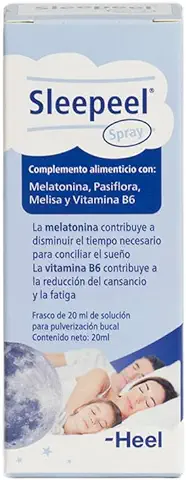 Heel - Sleepeel Spray, Formulado con Melatonina, Pasiflora, Melisa y Vitamina B6, Reduce el Tiempo de Inducción del Sueño y Mejora la Calidad, Disminuye el Cansancio, Apto para Veganos - 20 ml  