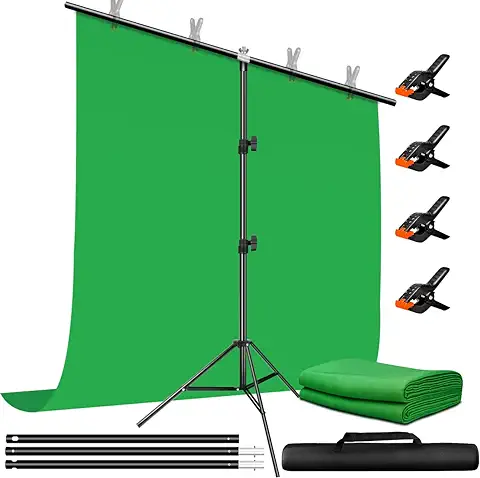 Heysliy Telón de Fondo de Pantalla Verde con Kit de Soporte para Video, Zoom, 6.5 x 6.5 Pies, Kit de Pantalla Verde Chromakey Portátil con Soporte para Transmisión, Juegos  