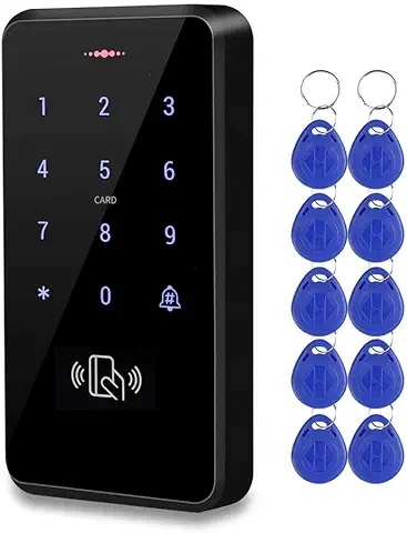 HFeng Exterior IP68 Impermeable Teclado RFID Sistema de Control Acceso Táctil Lector de Tarjetas WG26 / 34 + 10 Piezas 125KHz EM4100 Llaveros  