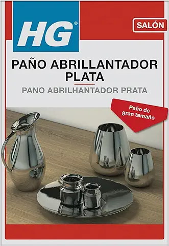 HG Paño Abrillantador Plata, Paño Limpiador de Joyas y Metal, Limpiador Abrillantador para el Cuidado de Joyas de Oro o Cubertería de Plata, Limpia, Pule y Restaura el Brillo, 30 x 30 cm  