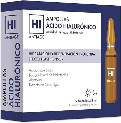 HI - Antiage - Ampollas Hialurónico Triple Efecto Flash - Ácido Hialurónico Para Firmeza Facial Y Antiarrugas Hidratante, 5 Unidad, 5 Unidad, 1  