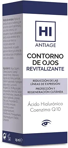 Hi Antiage - Contorno De Ojos - Contorno De Ojos Antiarrugas Para Mujer Con Q10 Y Ácido Hialurónico Que Reduce Las Arrugas, Bolsas Y Ojeras, Almond, 15 Mililitro  