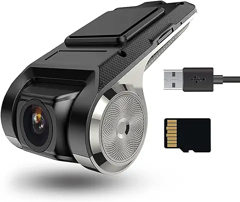 Hikity Cámara Dash CAM con 32GB TF, para Radio de Coche Android Admite Conexión por USB|Grabación en Bucle|Visión Nocturna|Graba Automáticamente  