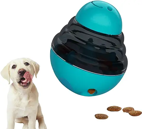 Hillylolly Pelota para Perros, Dispenser de Comida, Juguetes Interactivos para Perros, Alimentador de Comida para Perros, Mascota Trata la Bola, para Mascotas Pequeñas y Medianas (Azul)  