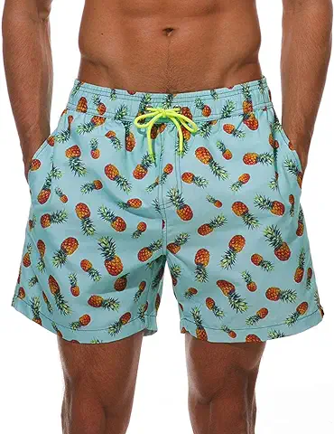 HLVEXH Hombres Bañador Nadar Pantalones Cortos Secado Rápido Shorts de Baño Shorts de Playa Traje de Baño con Forro de Malla y Bolsillos  